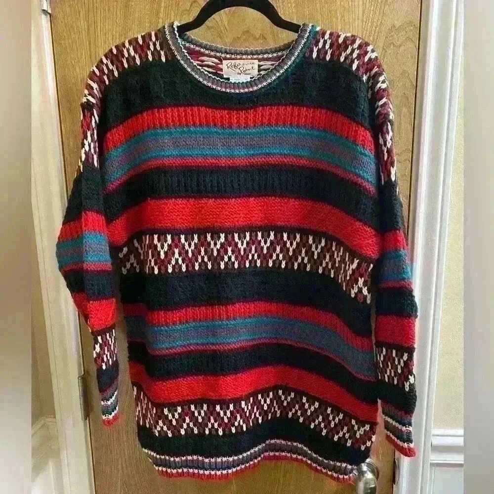 Reference Point Vintage Multi-Pattern Sweater Siz… - image 1